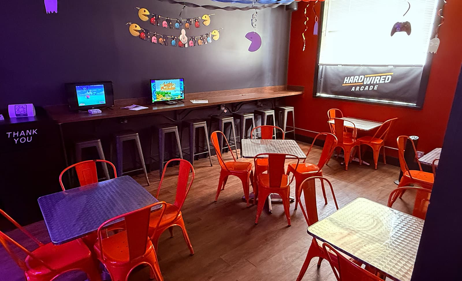 The private party room set up for an event